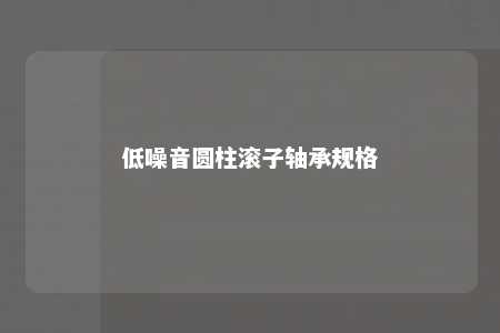 低噪音圆柱滚子轴承规格 